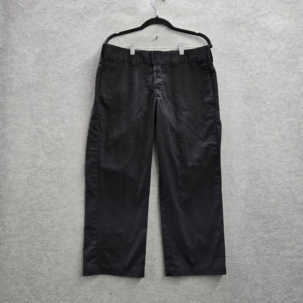 Dickies Women Pants 32X30 Black Chino Twill Straight 24" Baggy Wide Leg READ